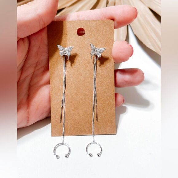 Silver butterfly earrings S352 - Picture 2 of 4